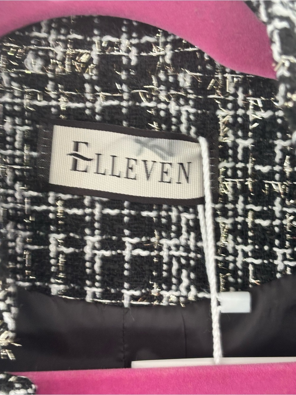 NWT Elleven Black White Tweed Jacket Blazer Career Office Classic Size Large - Picture 3 of 8